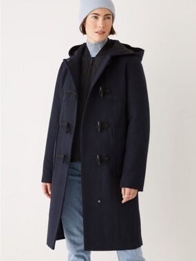 Frank And Oak Maybelle Recycled Wool Hooded Toggle Duffle Coat - Size Medium